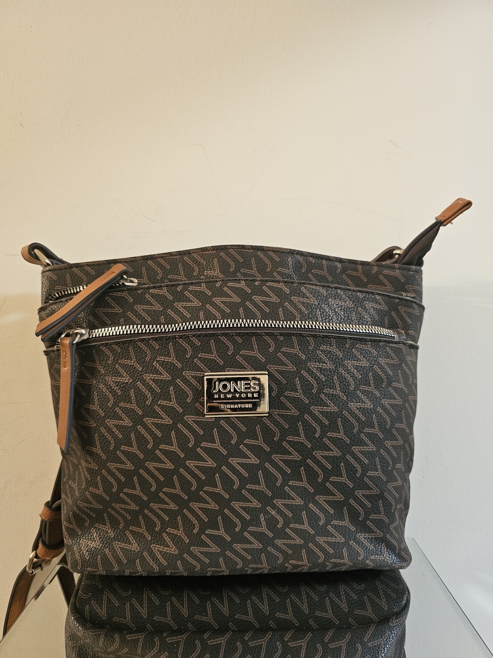 Jones New York Brown Monogram Crossbody Bag